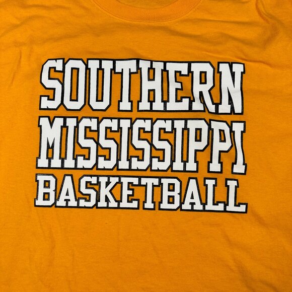 Southern‎ Mississippi Mens Large Golden Eagles Basketball Yellow SS Crew T-Shirt - Picture 2 of 8